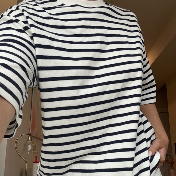 Primark Tops - Primark Navy and White Short Sleeve Boxy T-Shirt